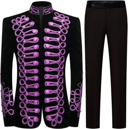 Men's Aigillette Decorated Ceremonial Hussar Officers Style Tuxedo