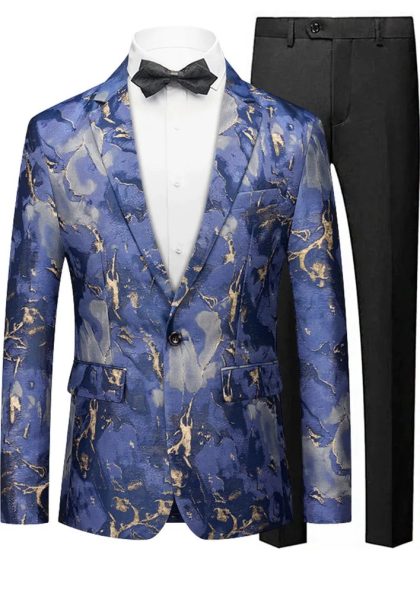 Men's One-Button Slim Fit Morden Fashion Blue Jacket