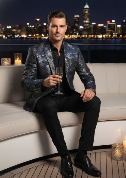 Men's Slim Fit Patterned Suit Jacket