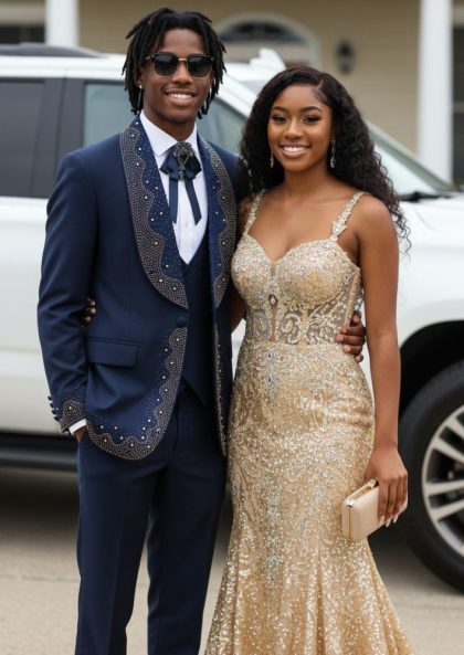 Men's 3-Piece Rhinestone Embellishments Wedding Tuxedo