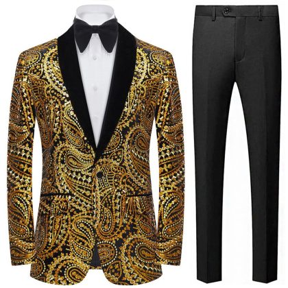 Men's Sequin Paisley Tuxedo Jacket