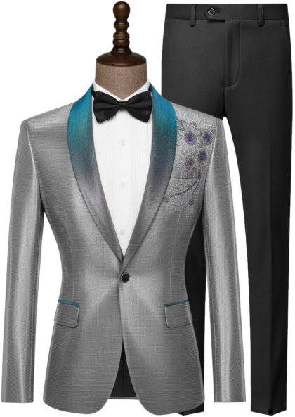 Men's Sequin Embroidered Shawl Lapel Tuexdo