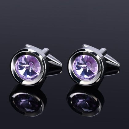 Crystal Inlaid Purple Cufflinks