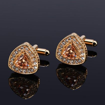 Triangular Gold and Diamond Cufflinks