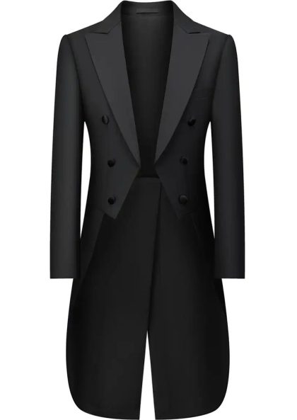 Men's Classic Slim Fit Black Suit with Tails