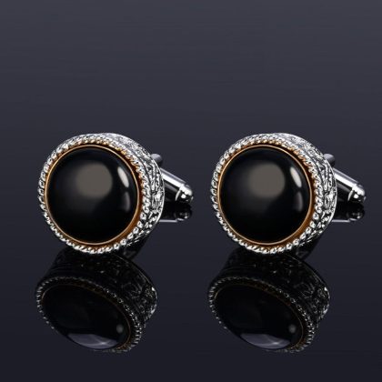 Black Pearl Inlay Crafted Shirt Cufflinks