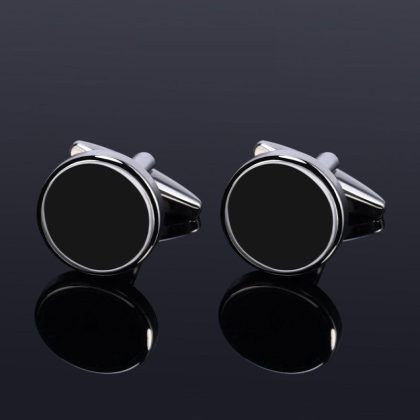 Obsidian Inlay Crafted Shirt Cufflinks