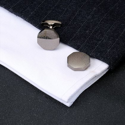 Laser Pattern Men's Business Cufflinks
