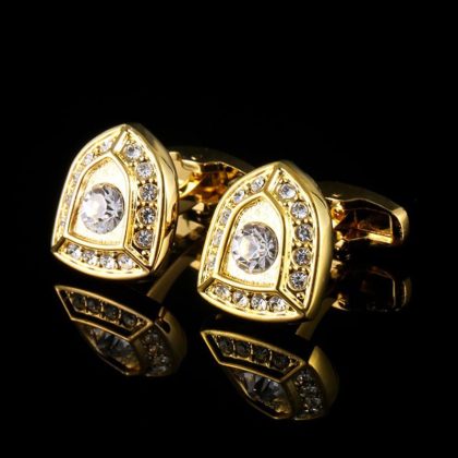 Gold Shield with Diamond Cufflinks