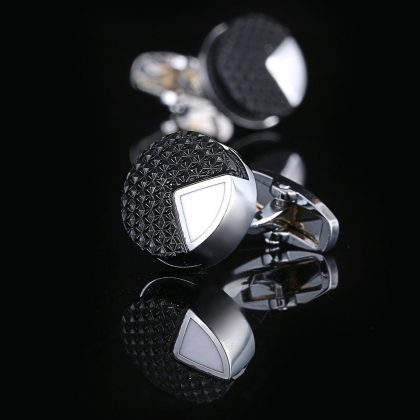 Metal Brass French Black Pattern Cufflinks
